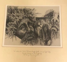 Original Religious Pencil Drawing JESUS the CARPENTER Framed SIGNED Amazing