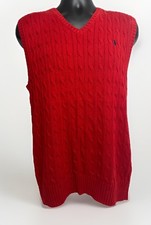 Vintage Polo Ralph Lauren Mens XL Cable Knit Sweater Vest Pullover