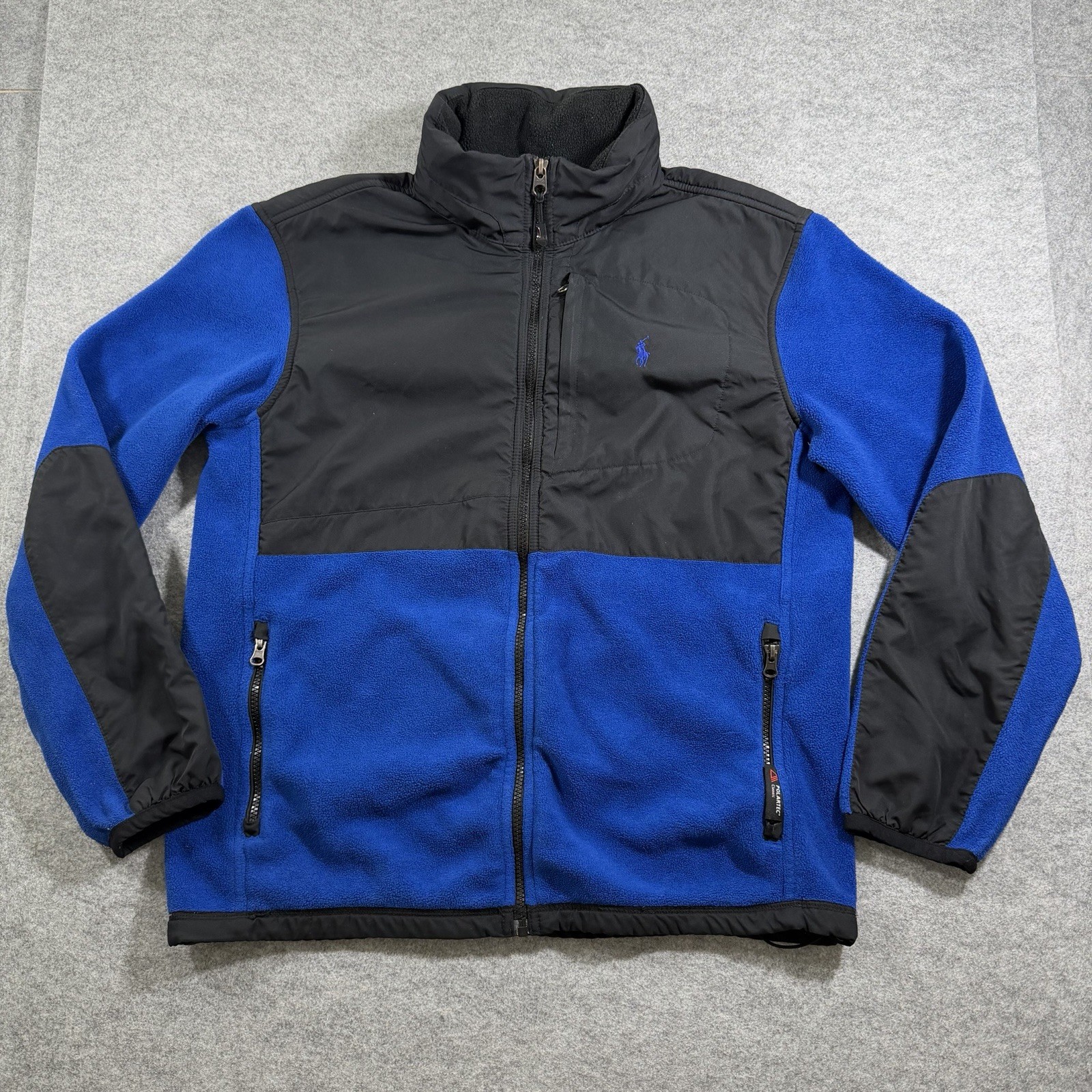 Vintage Polo Ralph Lauren Polartec Hooded Fleece Jacket Mens M Blue Full Zip thumbnail 2