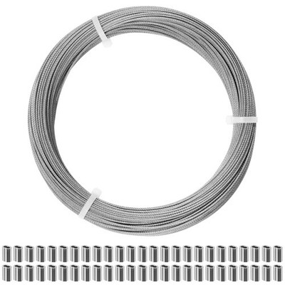 Stainless Steel Wire Rope 1/16 Inch Aircraft Cable Heavy Duty Silver 100 Ft