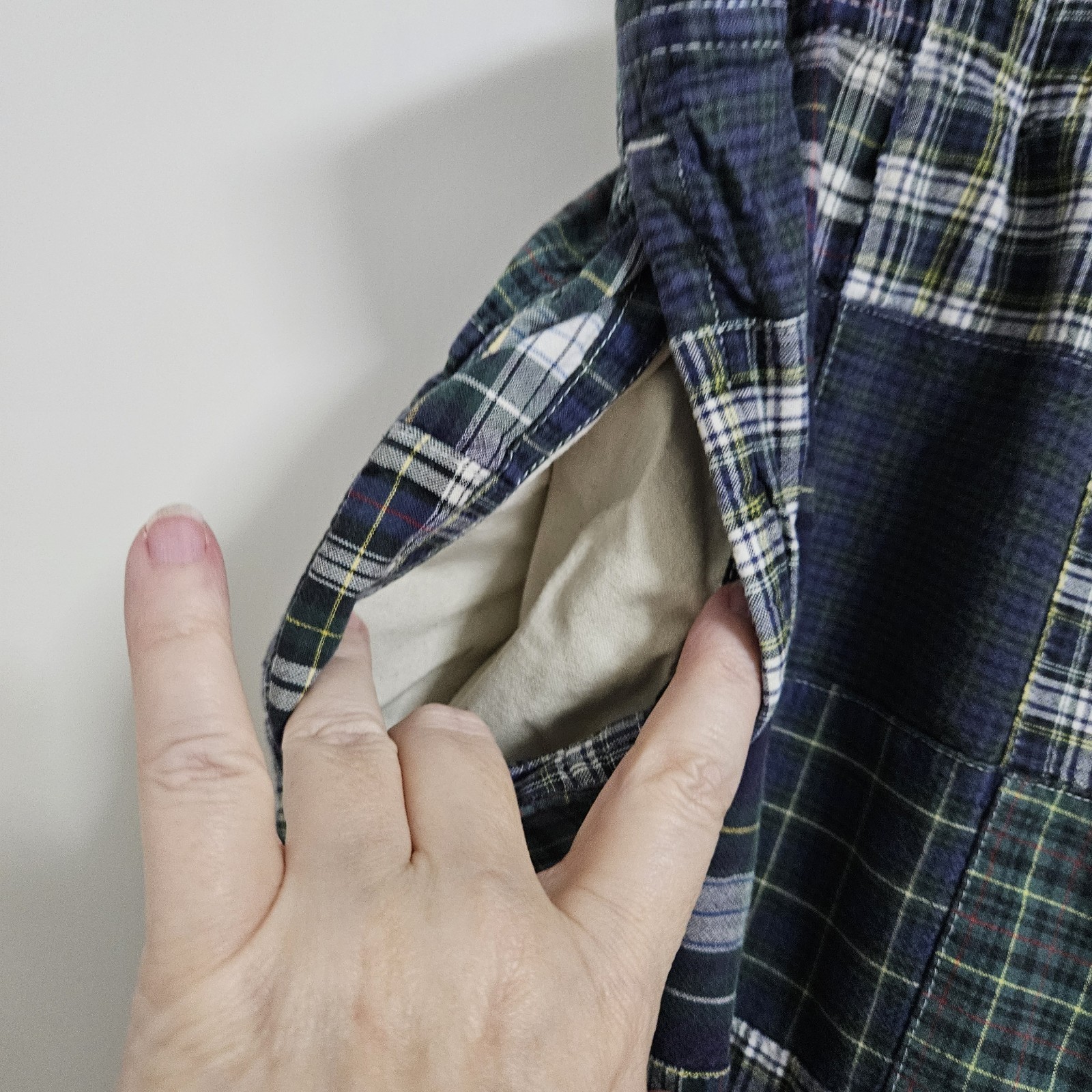 Y2K American Eagle Plaid Patchwork Dorm Pants Dra… - image 4