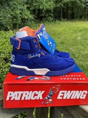 Patrick Ewing Men's High Top Basketball Sneakers Blue Orange White Lace Up