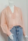 Country Road Sz 10-12 Silk/Cotton Blend Blouse/Top Pale Peach L/Sleeve
