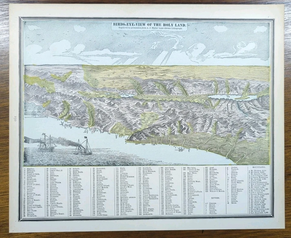 Vintage 1887 HOLY LAND Map 13"x11" Old Antique Original BETHLEHEM JERUSALEM - Image 2 of 4