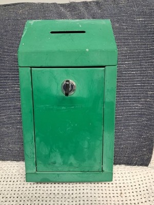 Vintage Green Key Drop Box for Outside, Metal Safe Lock, with key