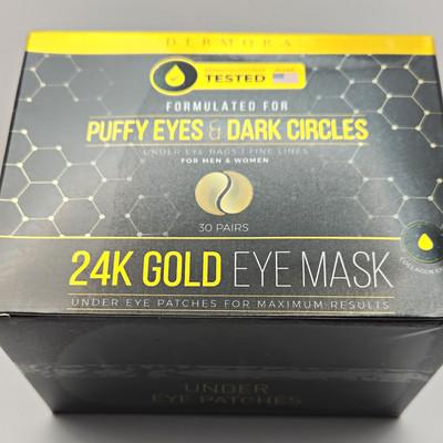 DERMORA 24K Gold Under-Eye Patches for Puffiness & Dark Circles 30 Pairs