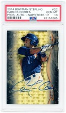 Carlos Correa Houston Astros Signed 2014 Bowman Sterling BSPA-CC 1/1 PSA 10 Card