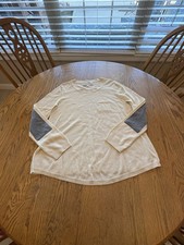 Brochu Walker Sweater Ivory Wool Cashmere W Gray Elbow Patches Pocket Size L