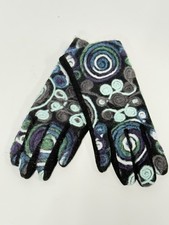 Abstract Swirl Yarn Embroidered Smart Touch Winter Gloves Women  s Warm Knit