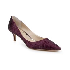 Jewel Badgley Mischka Frenchie Kitten Heel Evening Pumps Bordeaux Satin