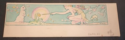 1930s WALTER BEACH HUMPHREY WESTERN UNION TELEGRAM HAPPY EASTER WATERCOLOR ART