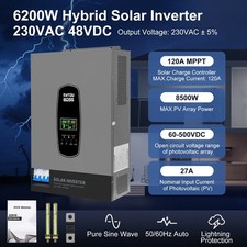 6200W 48V Solar Hybrid Inverter Pure Sine Wave MPPT 120A 6200W/DC 60V-500V+WiFi