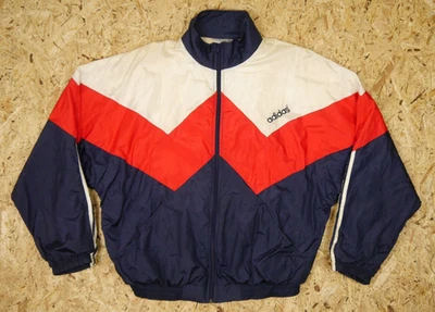 Vintage Adidas 80s Retro Track Jacket L Blau Rot Weiß Windbreaker 90s Nylon y2k - Bild 1 von 4
