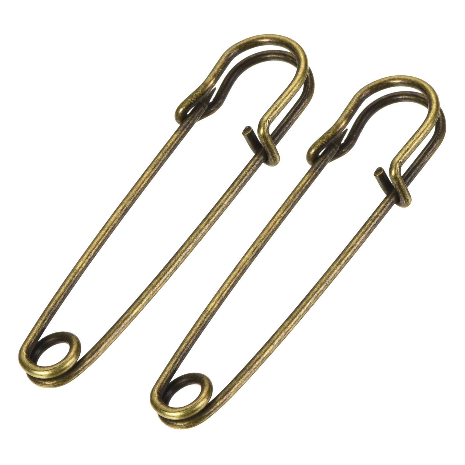 15Pcs Bronze Safety Pins for Sewing Craft Clothing 2.36-Inch Metal Pins
