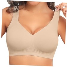Womens Seamless Wireless Supportive Bra Push Up Comfort Soft No 3X-Large Nude