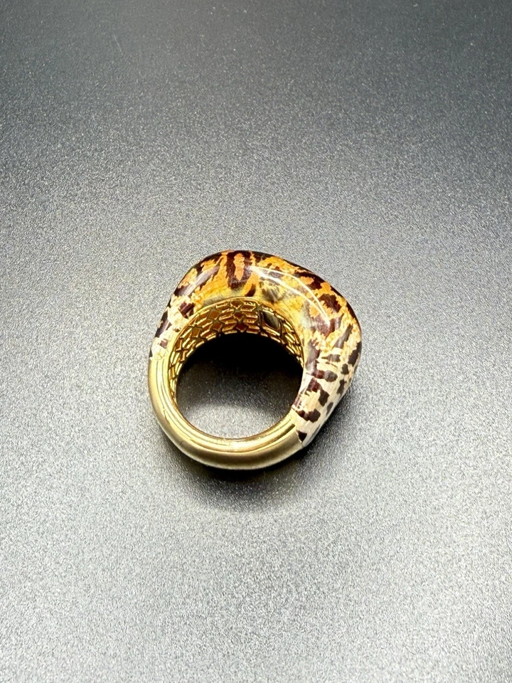 18k 黄金青铜豹纹珐琅戒指 — 第 2/4 张图片