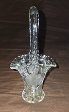 Vintage Duncan Miller Crystal Etched Daisy Pattern Bride Basket 12  