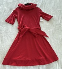 NWT Shabby Apple Red Fit & Flare Dress Size M Belted Cowl Neck Holiday Gift
