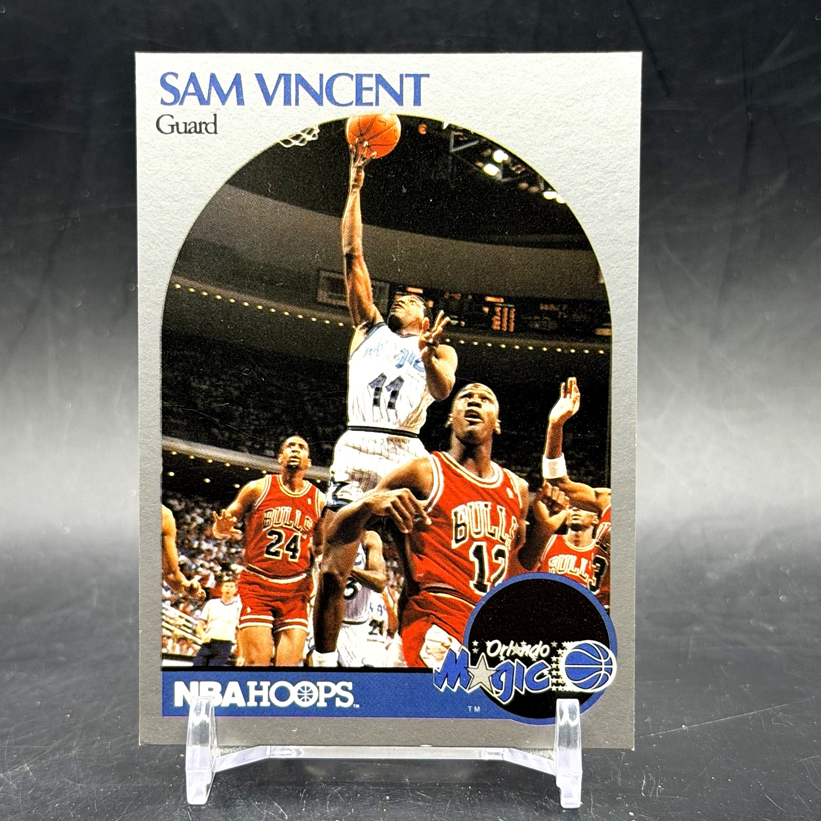 1990-91 NBA Hoops #223 Sam Vincent Michael Jordan Wearing Jersey #12 Card