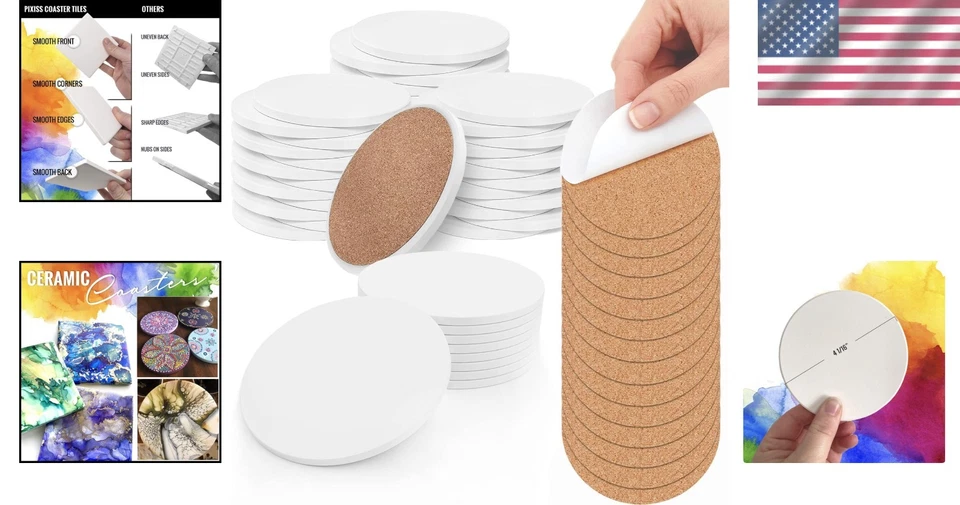 Unglazed Ceramic Tiles 4" with Cork Pads - Image 2 of 4