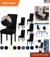 Stretch Dining Room Chair Covers Set of 6, Removable Washable Chair Covers fo...