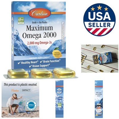 Maximum Omega 2000: 2000 mg Omega-3s Softgels, On-the-Go Lemon Packs, 30 Count