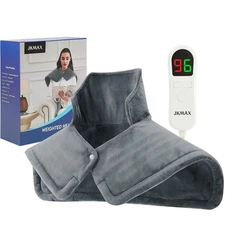 JKMAX Heating Pad for Neck and Shoulders and Back  Weighted Heating Pad Gray