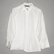 Zara S Womens Jewel Button Oversized Button Front Shirt Long Sleeve flaw