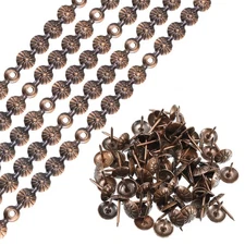 5Pcs 1Meter Flower Upholstery Tacks Strips Trim Sofa Decorative Nails, Copper