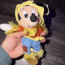 Disney Store SCARECROW MICKEY - Mickey Mouse 8" Mini Bean Bag - Vintage New  