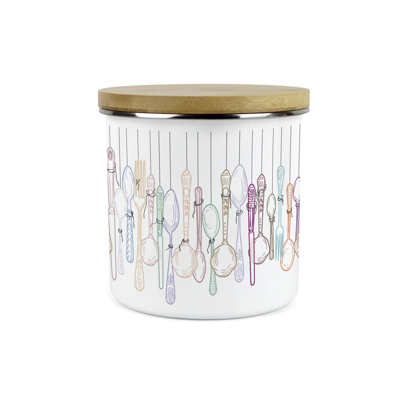 Purely Home Vintage Cutlery Large Kitchen Storage Canister - White - Image 2