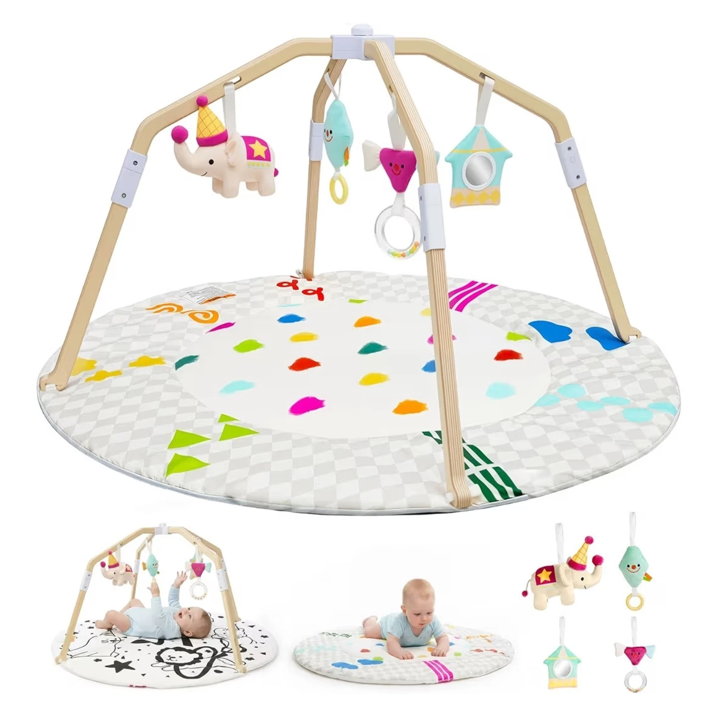 Circus-Themed Baby Play Gym, 2-Sided High-Contrast Mat