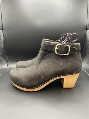 Dansko Maria Black oiled leather Side Zip Ankle Boots sz EU 38