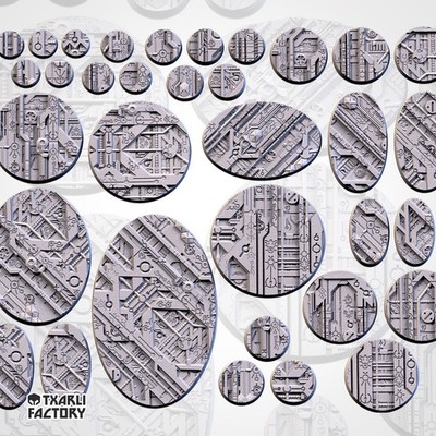 Xeno Technology Bases | Txarli Factory | Round Oval | Miniature 3d Print | Mini