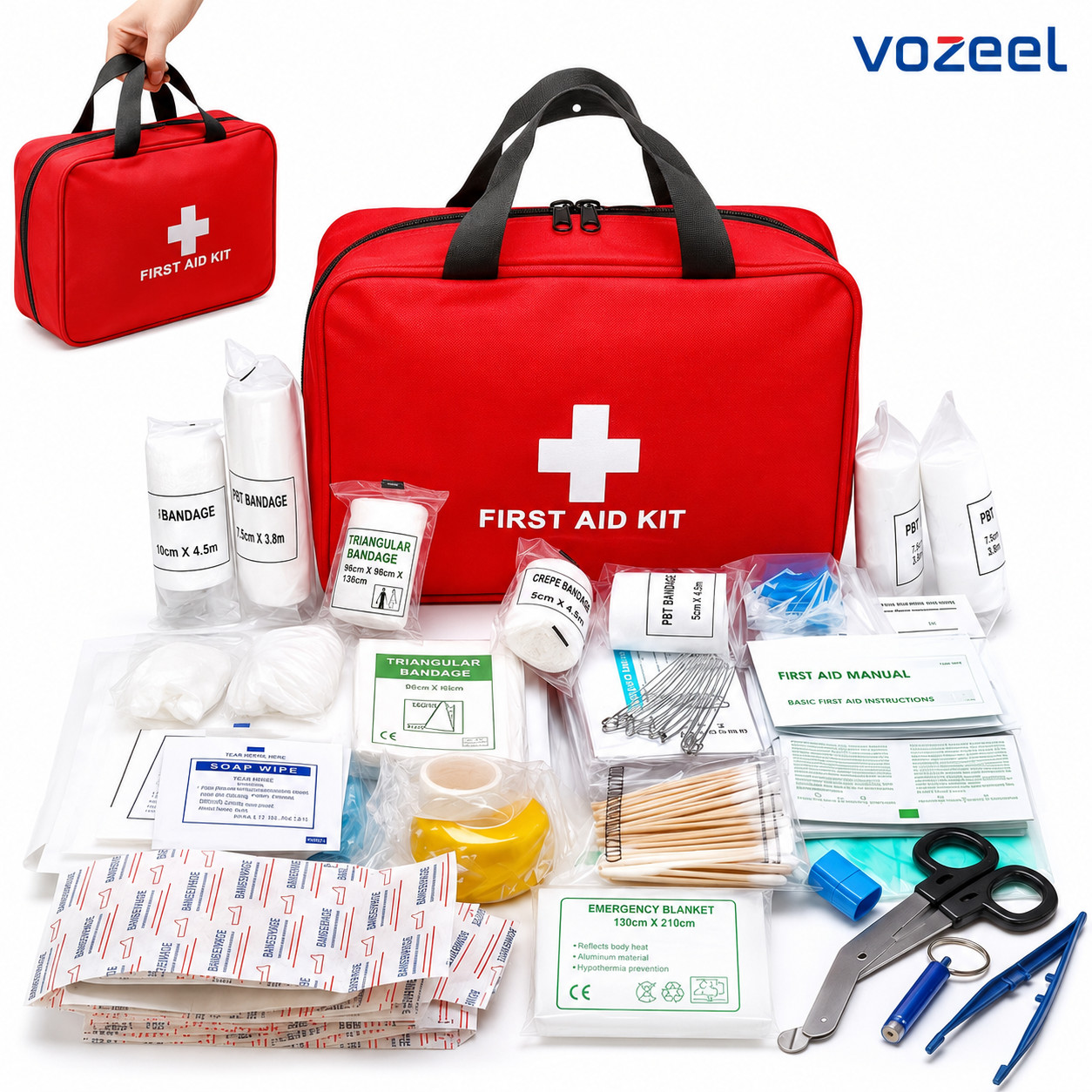 First Aid Kit 160 Pcs, Emergency Camping Hiking Home Office Car Kit, Bandages