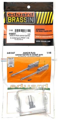 EDU648847 1:48 Eduard Brassin PRINT - A6M2-N Rufe Cannon Barrels & Cockpit Guns