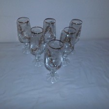 6 x  Sektgläser Sektglas Gläser Schliff Goldverzierung Goldauflage H 19,5 cm