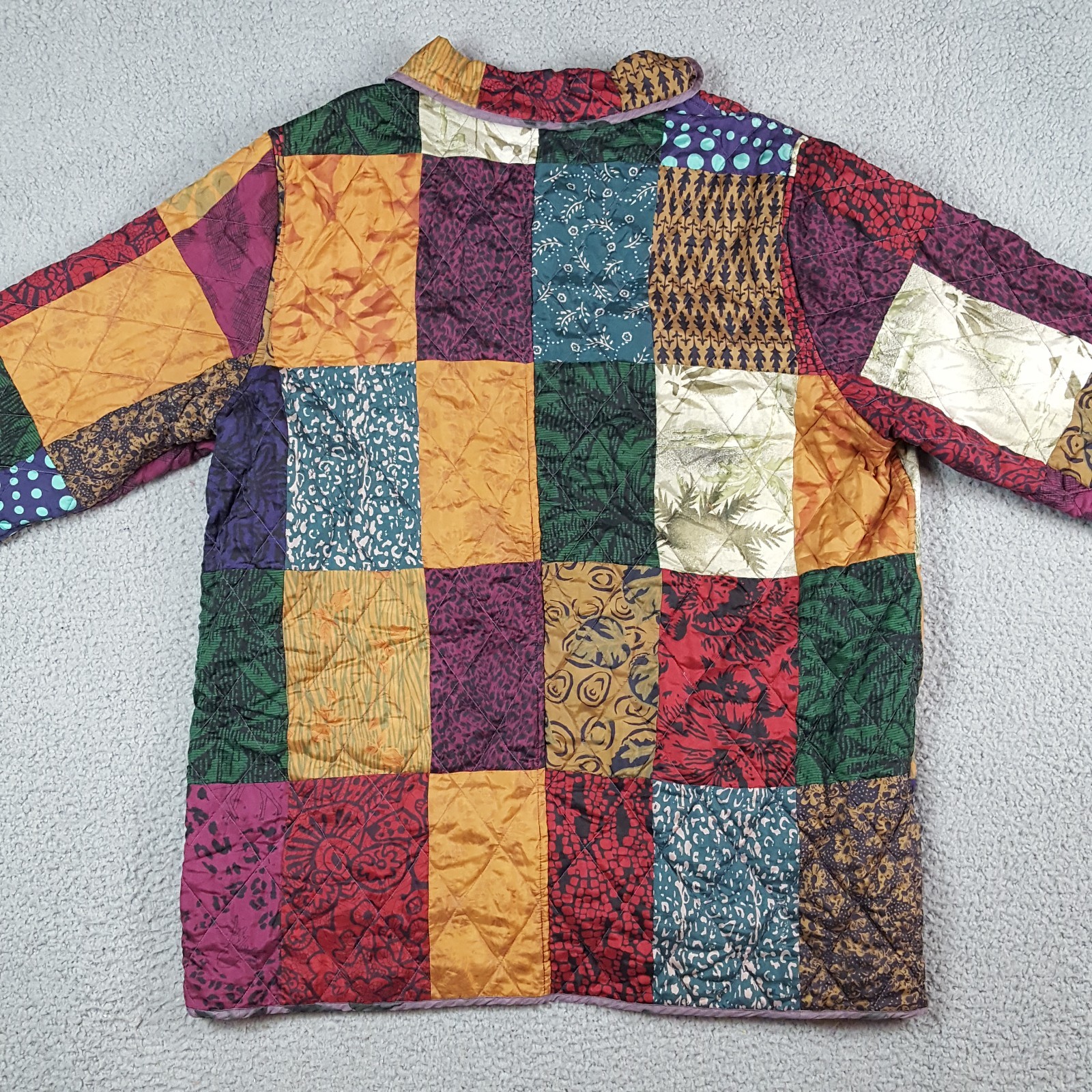 Patchwork Silk Reversible Art Quilted Womens Size… - image 7