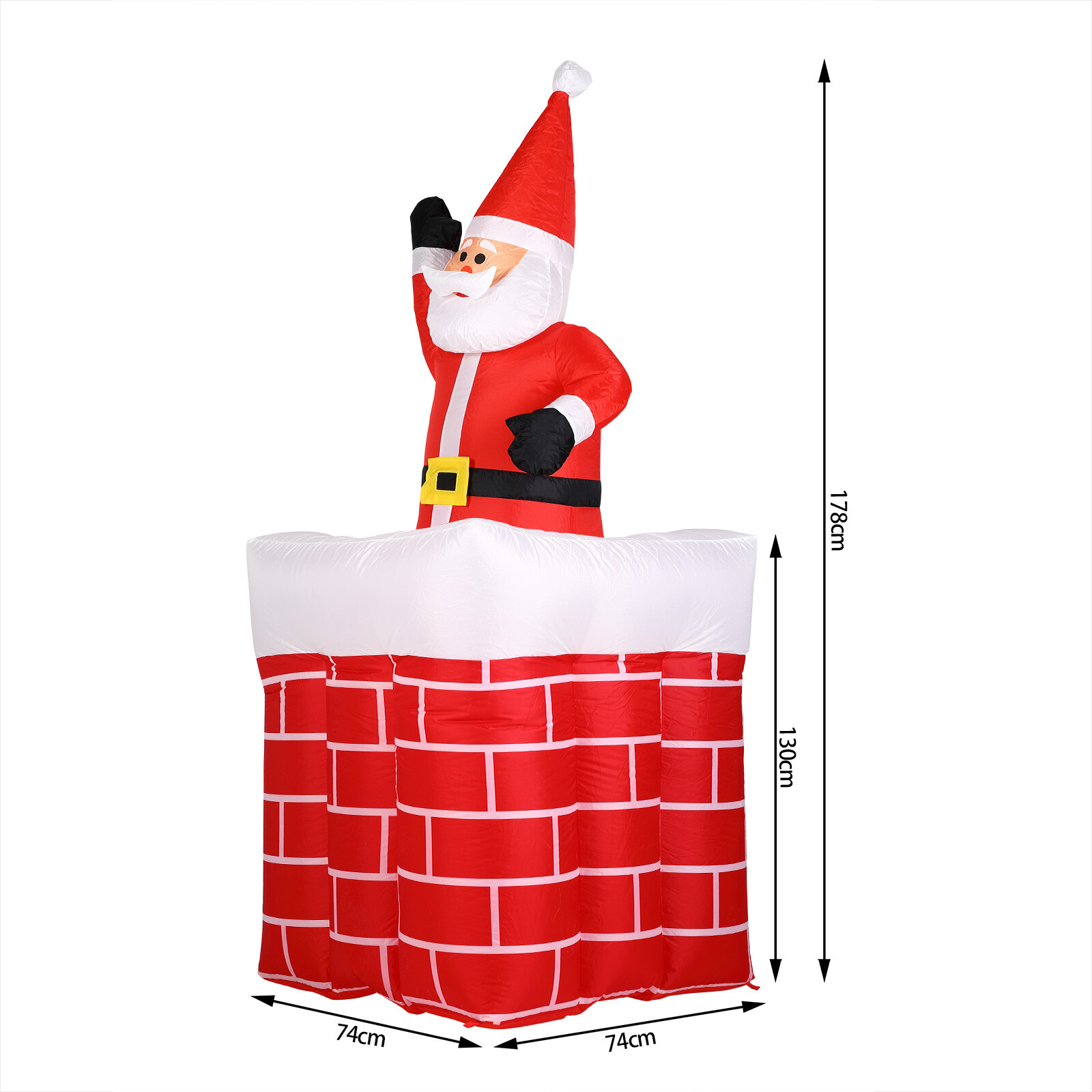 aufblasbarer Weihnachtsmann Kamin 178cm LED Beleuchtet Weihnachten Deko Nikolaus