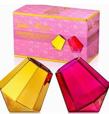 Dragon Glassware X Barbie Whiskey Glasses - 10 Oz Gold And Pink Set Of 2