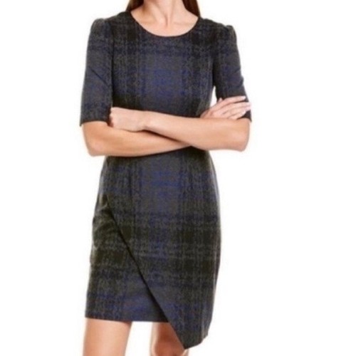 Betsey Johnson Nor So Schoolgirl Blue Midi Sheath Dress with Puff Sleeves Sz 14 - Picture 3 of 10