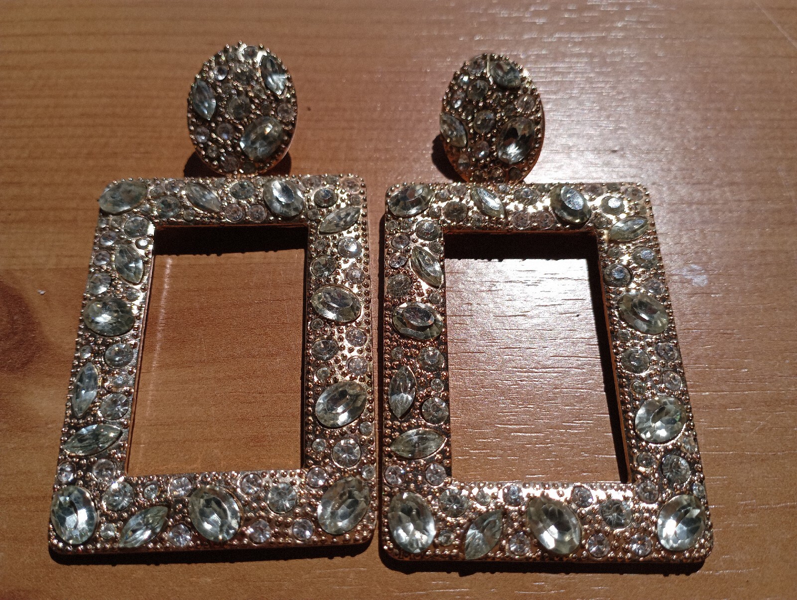 Vintage, large, dangling, long, rectangular earri… - image 4