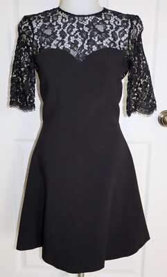 NWT ba&sh Robe Verlaine Noir Lined Lace Sweetheart Illusion Open Back Dress Sz 4