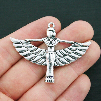 2 Cleopatra Charms Antique Silver Tone Egyptian Woman - SC4310