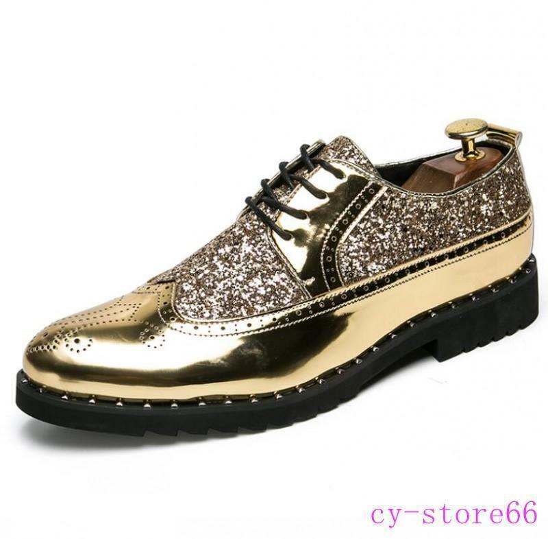 SAOLA Scarpe eleganti formali stringate lucide Oxford matrimonio paillettes uomo moda
