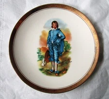 1952 Homer Laughlin BLUE BOY 10" Plate, Gold Trim, Rhythm Shape, Mulder & Zoon