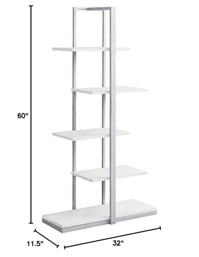 Monarch Specialties I 7233 Bookshelf, Bookcase, Etagere, 5 Tier, 60" H, Offic...
