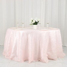 132" ROSE GOLD Accordion Crinkled Taffeta Round TABLECLOTH Party Decorations