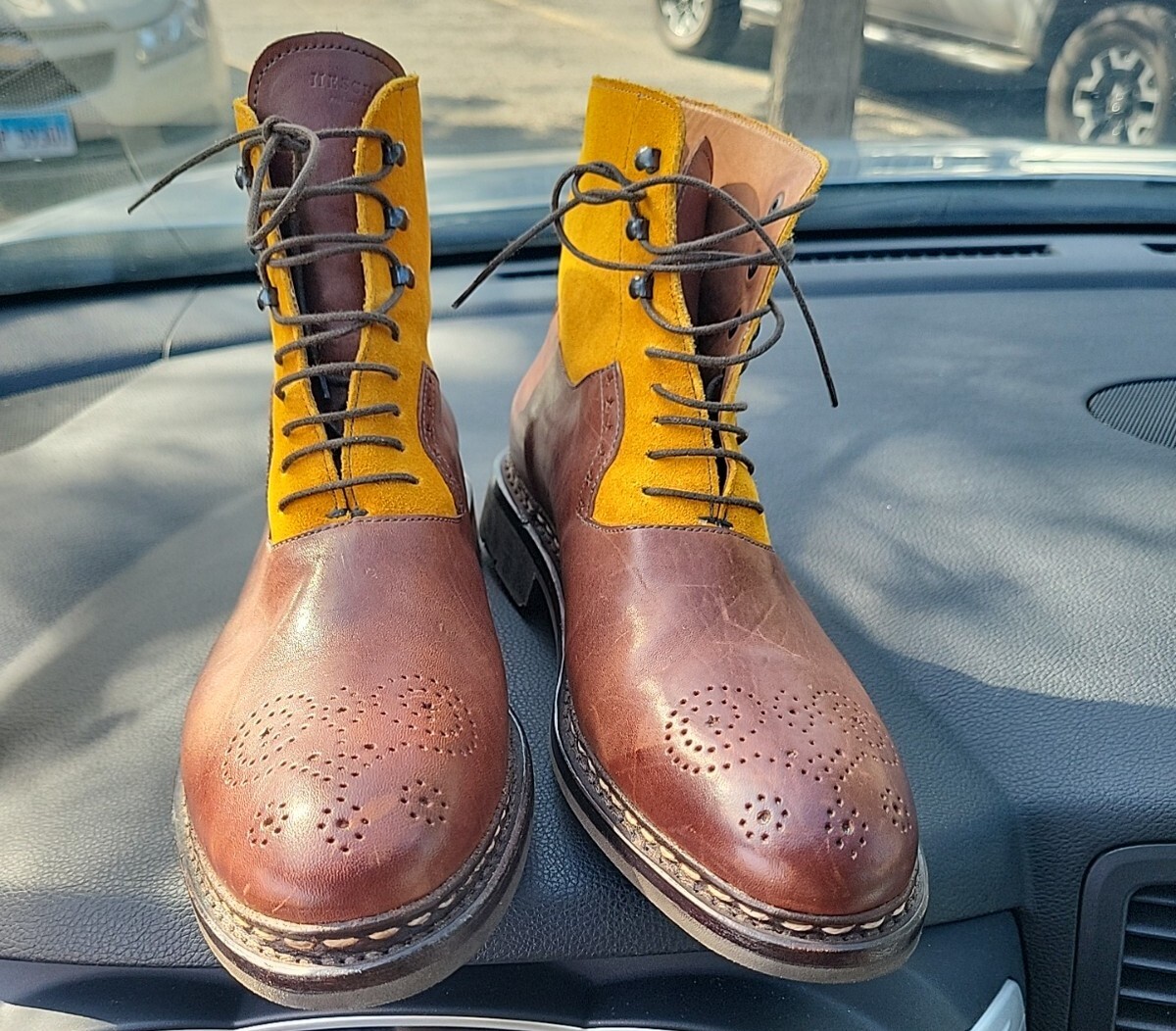 HESCHUNG BOOTS LEATHER BROWN & YELLOW SUADE SIZE 6.5 | eBay HESCHUNG BOOTS LEATHER BROWN & YELLOW SUADE SIZE 6.5 | eBay