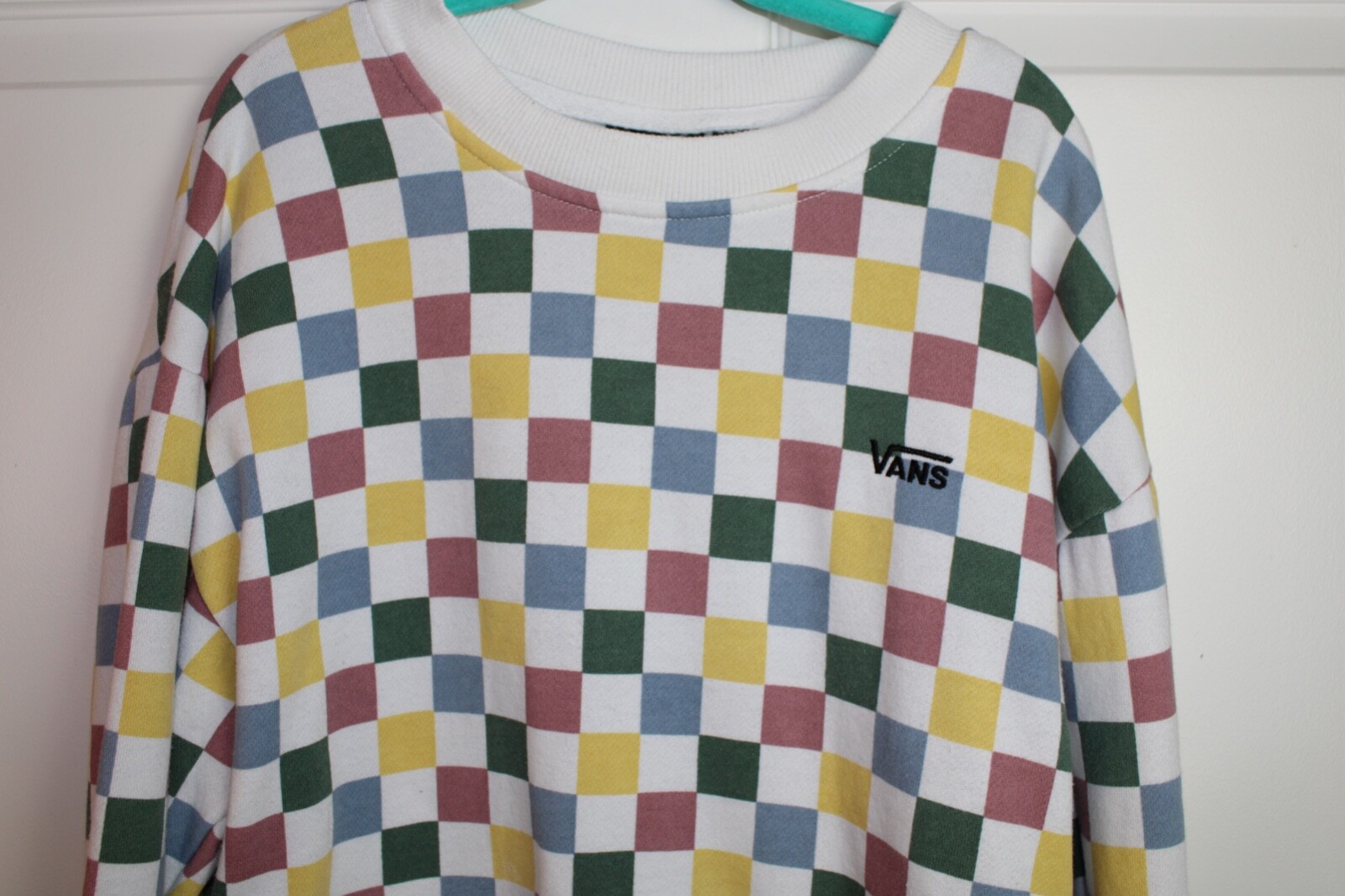 VANS Pullover Cropped Sweatshirt Checkerboard Whi… - image 5